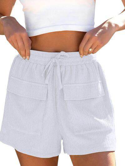 Drawstring High Waist Shorts with Pockets for Women - Selvanelle