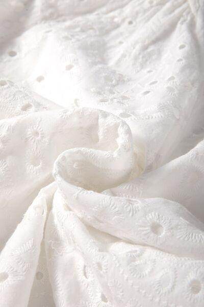 Eyelet V-Neck Long Sleeve Blouse for Stylish Comfort - Selvanelle