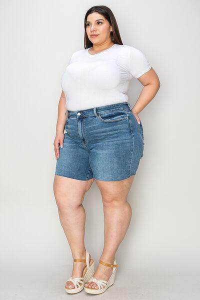 Judy Blue Full Size High Waist Slim Denim Shorts for Women - Selvanelle