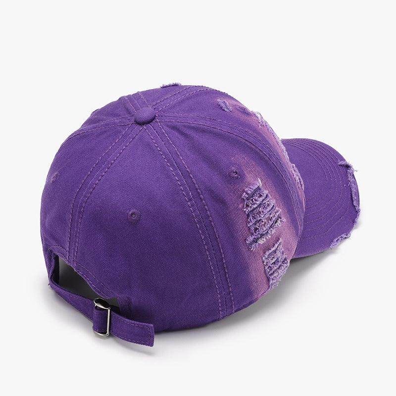Distressed Adjustable Cotton Baseball Cap for Everyday Wear - Selvanelle