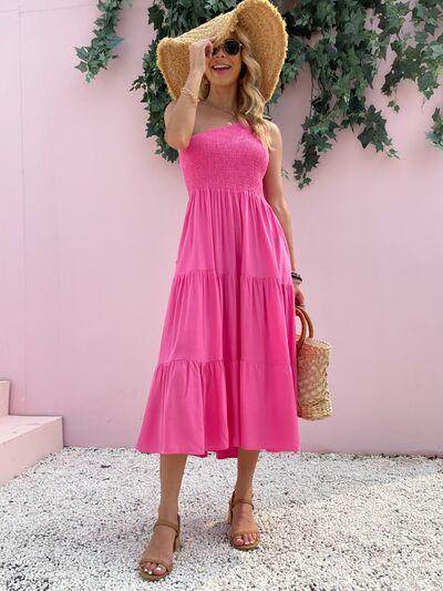 Mandy Smocked Single Shoulder Sleeveless Dress for Women - Selvanelle