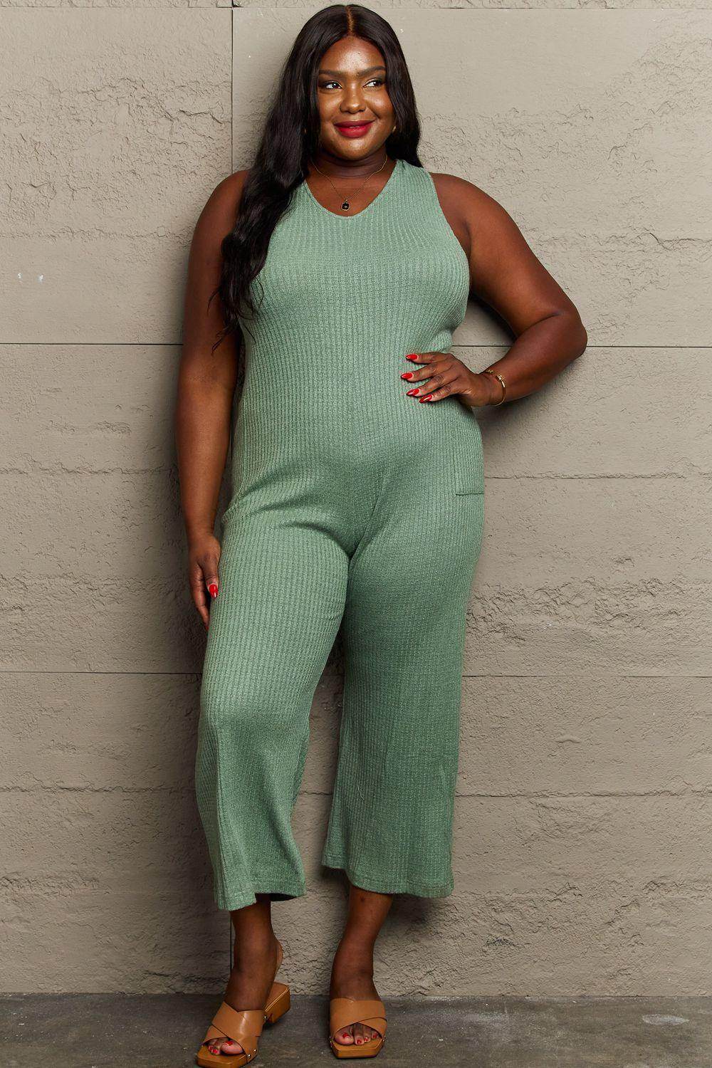 HEYSON Don't Get It Twisted Full Size Rib Knit Jumpsuit - Selvanelle