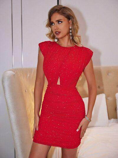 Cutout Ruched Round Neck Dress for Stylish Comfort - Selvanelle