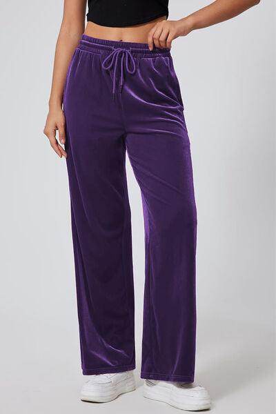 Drawstring Elastic Waist Straight Leg Pants for Women - Selvanelle