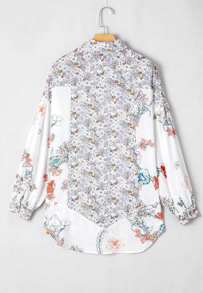 Floral Collared Neck Long Sleeve Shirt for Women Fashion - Selvanelle