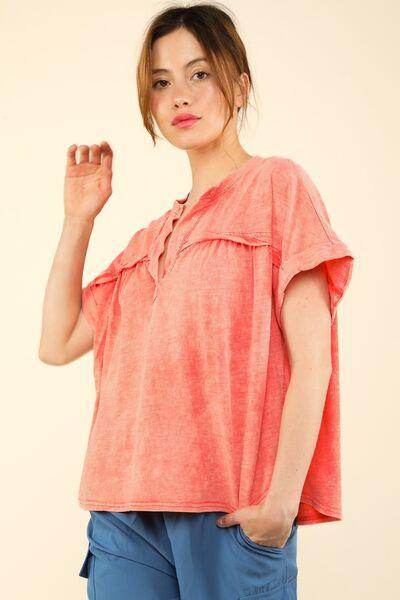 Very J Nochted Short Sleeve Washed T-Shirt for Women - Selvanelle