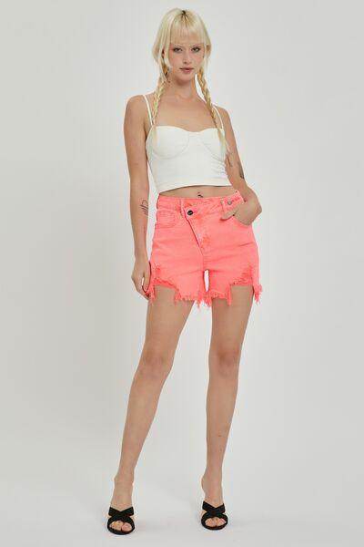 RISEN Raw Hem Asymmetrical Waist Denim Shorts for Women - Selvanelle