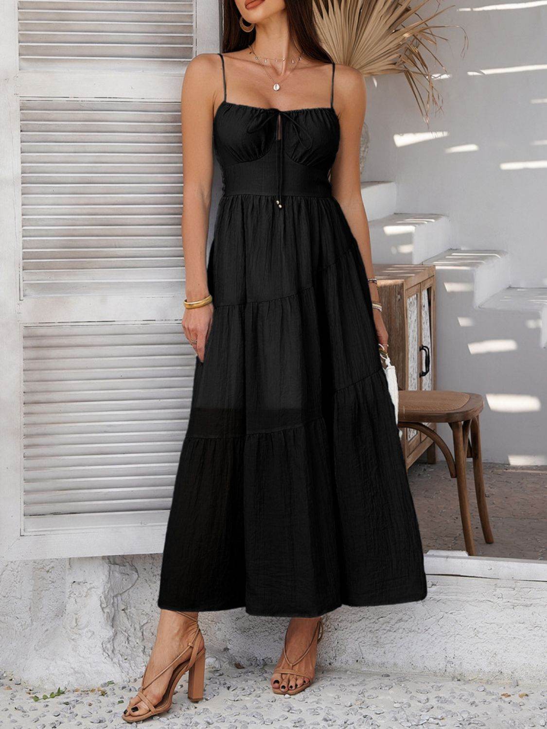 Devine Smocked Tiered Maxi Cami Dress - Selvanelle