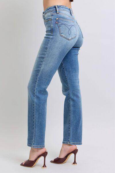 Judy Blue Full Size Run Vintage Wash Thermal Straight Jeans - Selvanelle