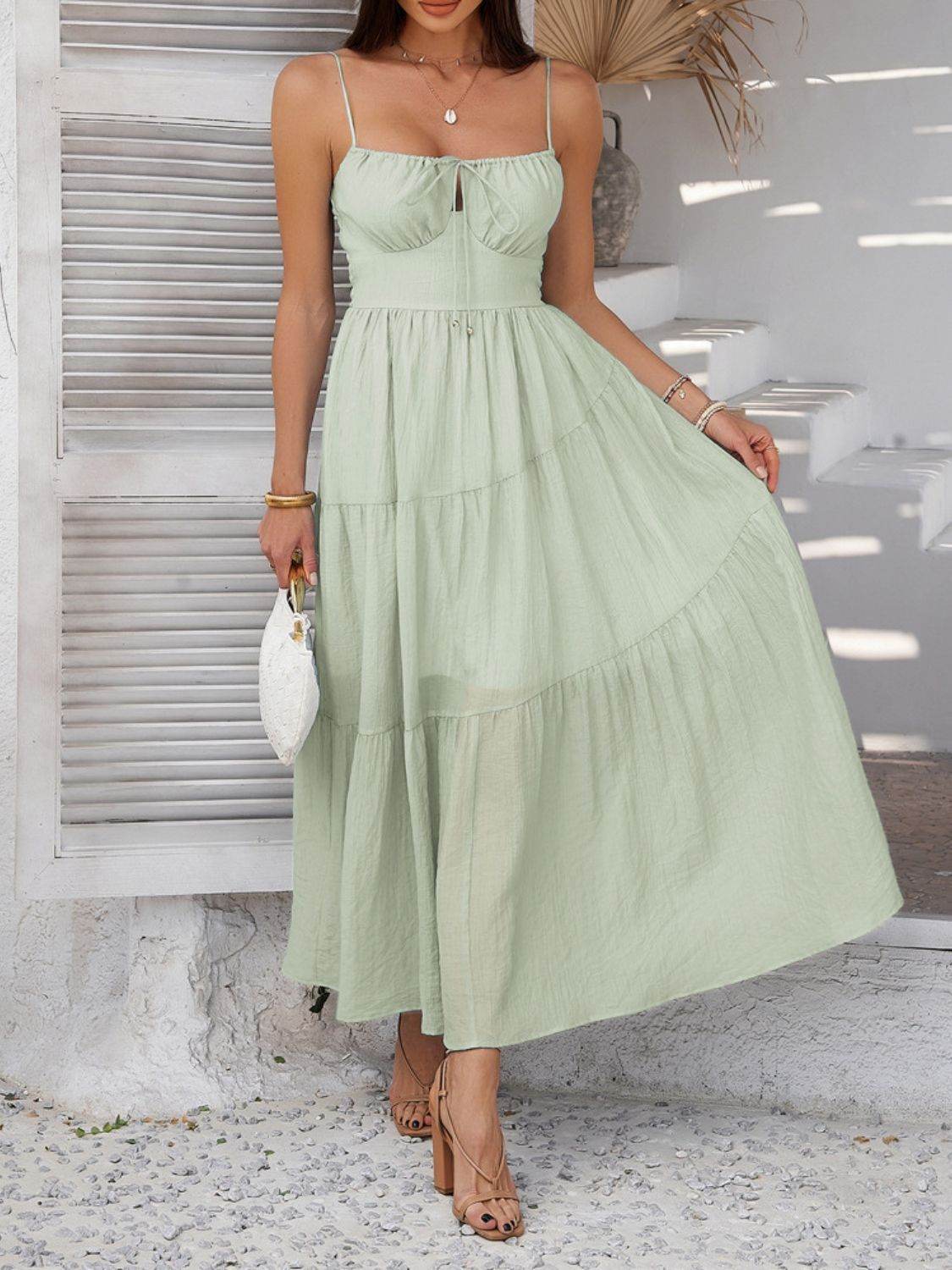Devine Smocked Tiered Maxi Cami Dress - Selvanelle