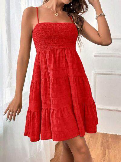 Tiered Smocked Square Neck Cami Dress for Casual Style - Selvanelle