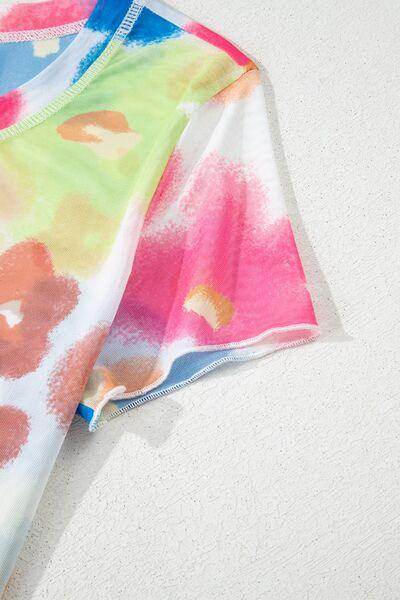 Printed Round Neck Short Sleeve Blouse for Women Fashion - Selvanelle