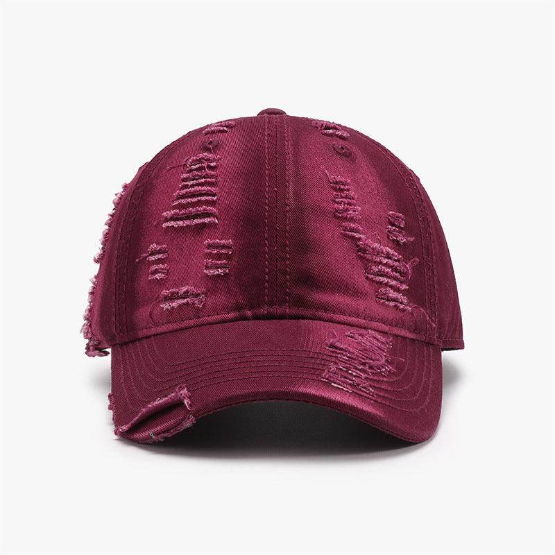 Distressed Adjustable Cotton Baseball Cap for Everyday Wear - Selvanelle