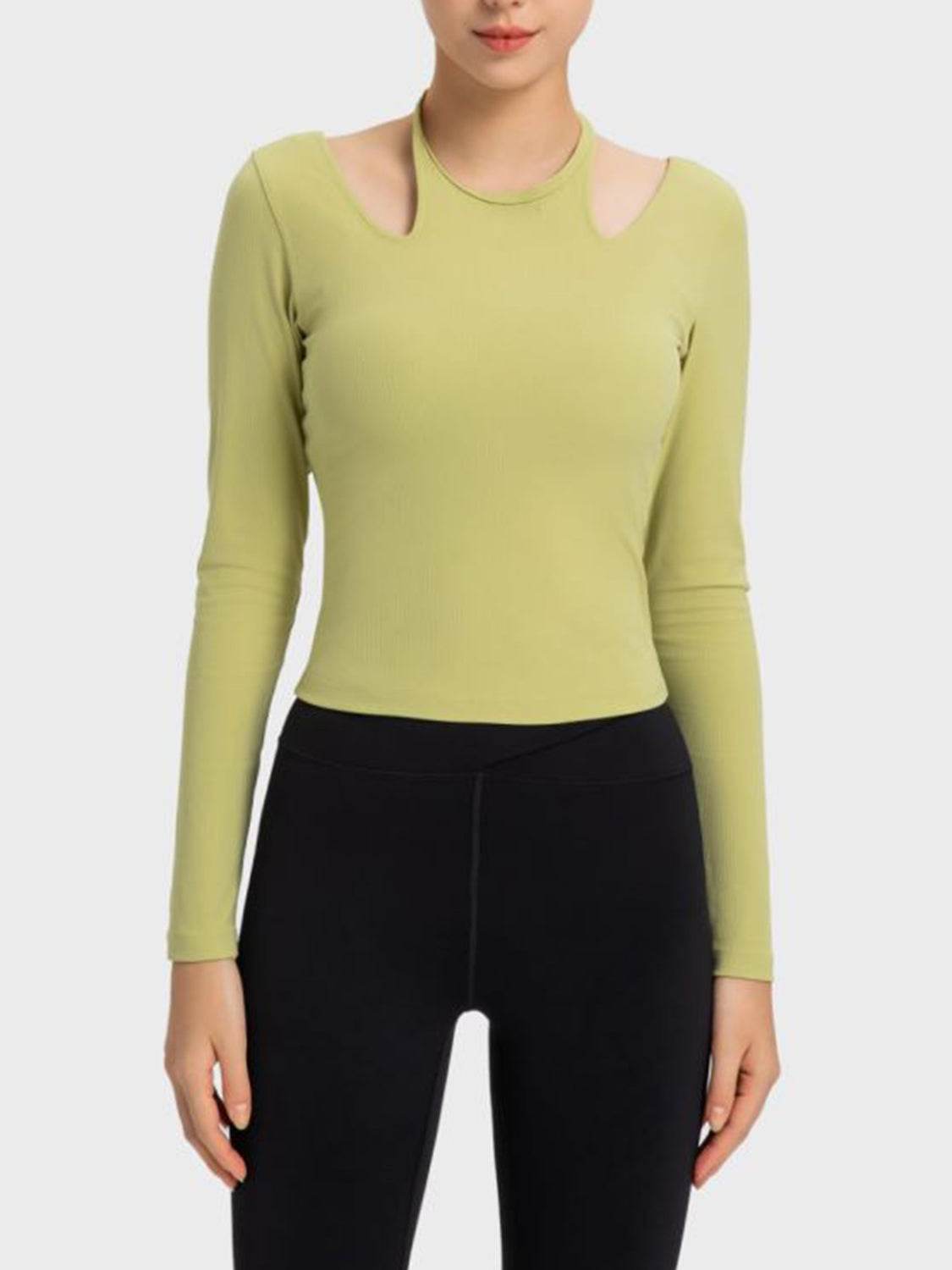 Millennia Halter Neck Long Sleeve Sporty Top - Selvanelle