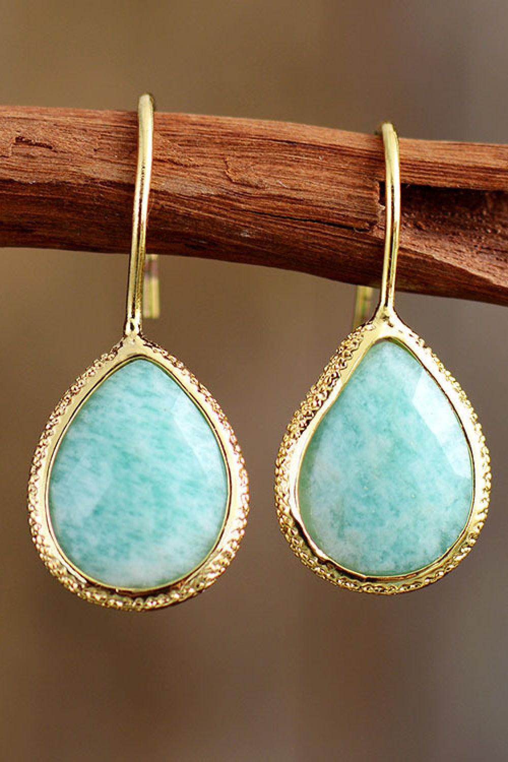 Handmade Natural Stone Teardrop Earrings in Modern Style - Selvanelle