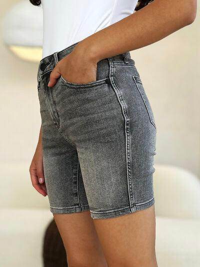 Judy Blue Full Size High Waist Washed Denim Shorts for Women - Selvanelle