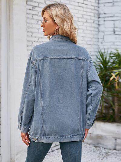 Button Up Long Sleeve Denim Jacket for Stylish Outfits - Selvanelle