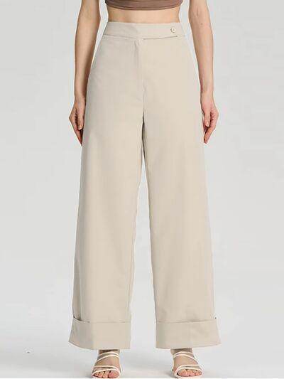 High Waist Wide Leg Pants for Women in Opaque Style - Selvanelle