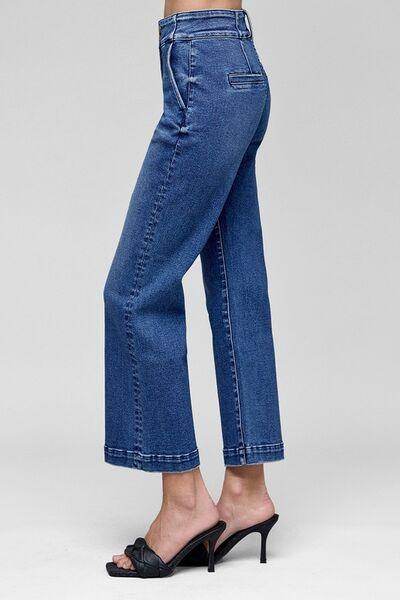 RISEN Tummy Control High Rise Crop Jeans for Women - Selvanelle