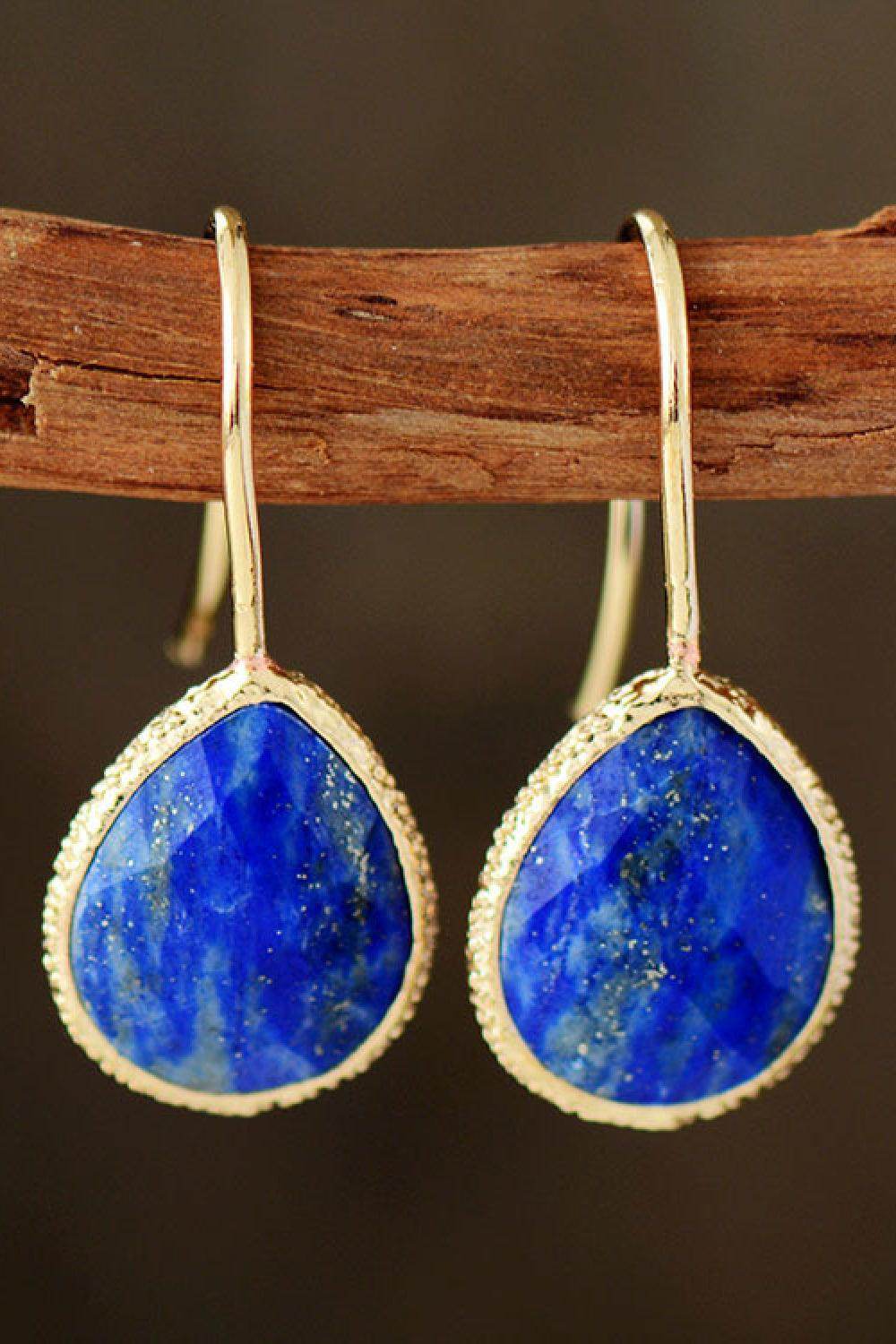 Handmade Natural Stone Teardrop Earrings in Modern Style - Selvanelle