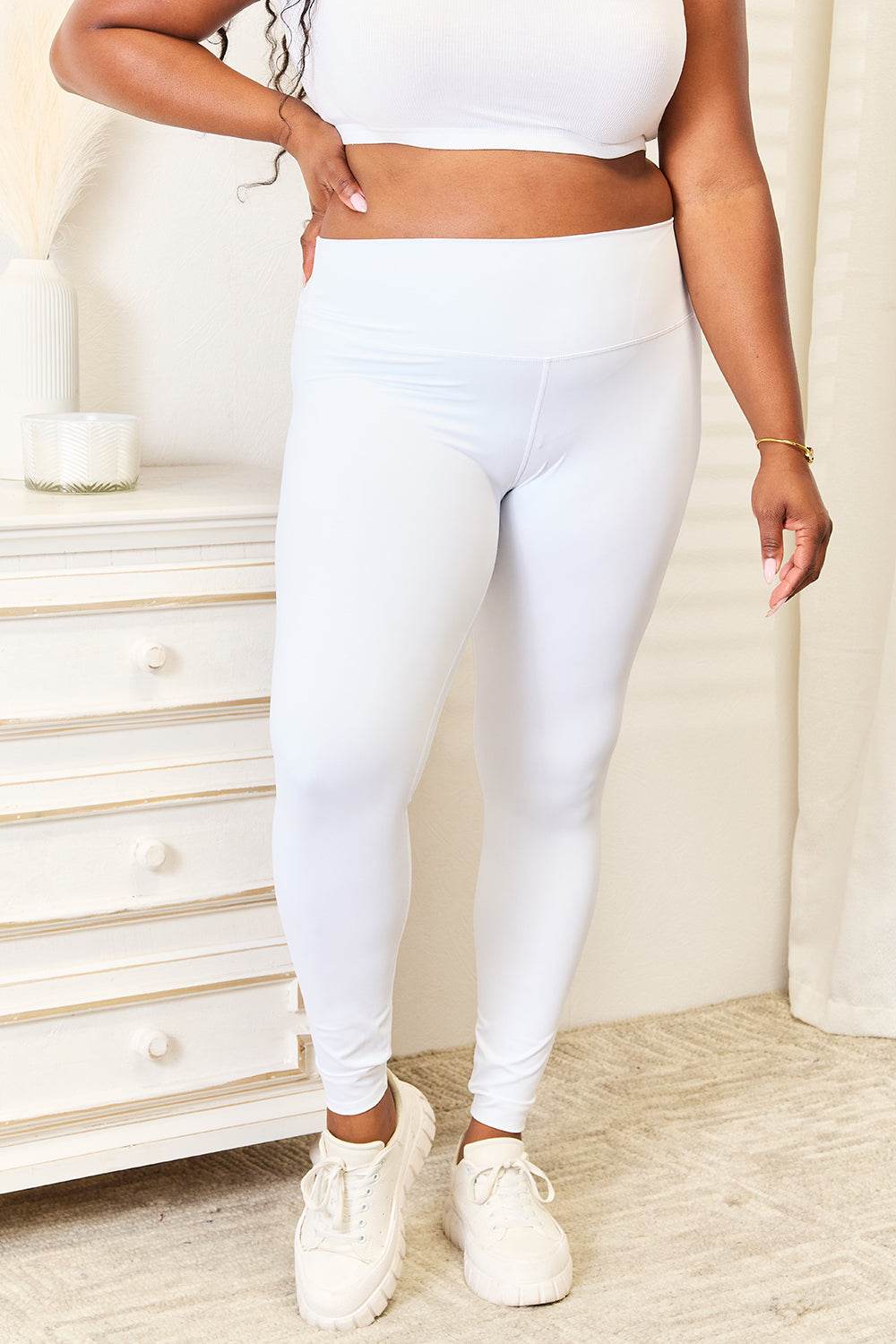 Double Take Wide Waistband Sports Leggings for Women - Selvanelle