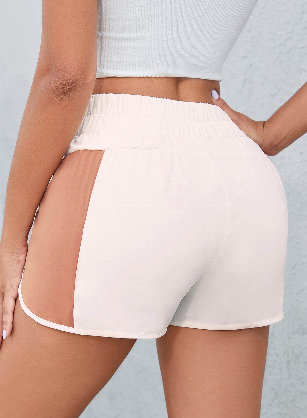 Color Block Wide Waistband Shorts - Selvanelle