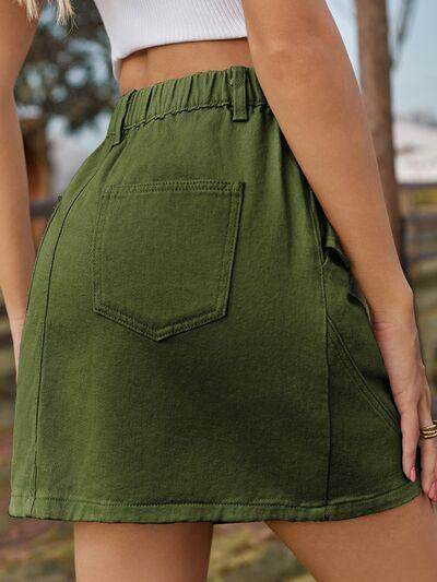 Stylish Pocketed Buttoned Mini Denim Skirt for Women - Selvanelle