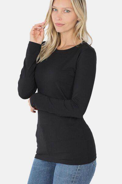 Zenana Full Size Brushed Microfiber Long Sleeve T-Shirt - Selvanelle