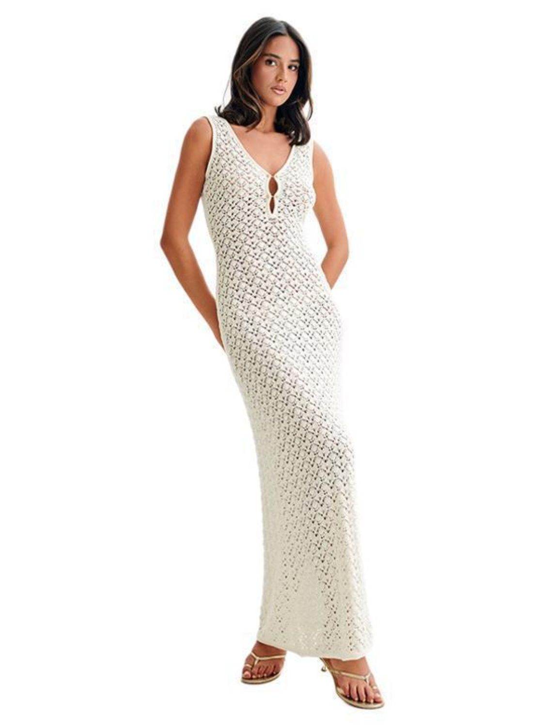 Openwork Sleeveless Maxi Dress - Selvanelle