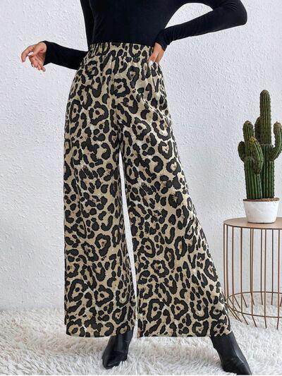 Printed Elastic Waist Wide Leg Pants for Women Fashion - Selvanelle