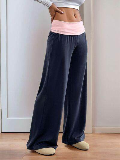 Perfee Contrast Wide Leg Pants for Stylish Comfort - Selvanelle