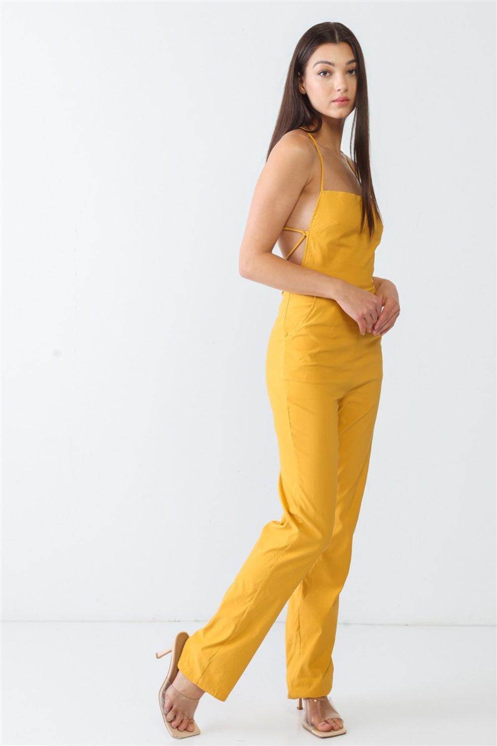 Doreli Group Backless Tied Spaghetti Strap Jumpsuit - Selvanelle