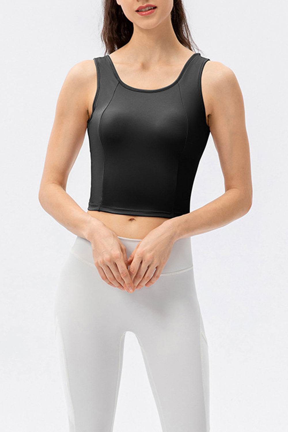 Round Neck Wide Strap Active Tank - Selvanelle