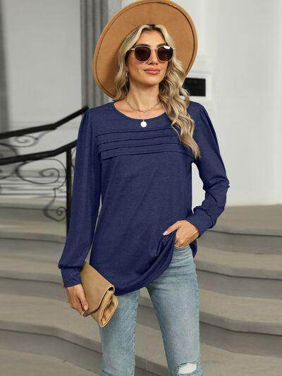 Round Neck Long Sleeve T-Shirt for Women in Various Sizes - Selvanelle