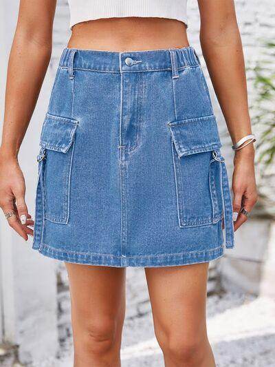 Stylish Pocketed Buttoned Denim Skirt for Every Occasion - Selvanelle