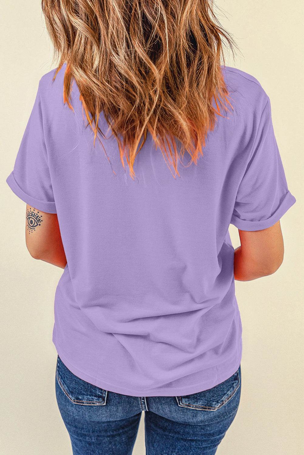 Bow Graphic Round Neck Short Sleeve T-Shirt - Selvanelle