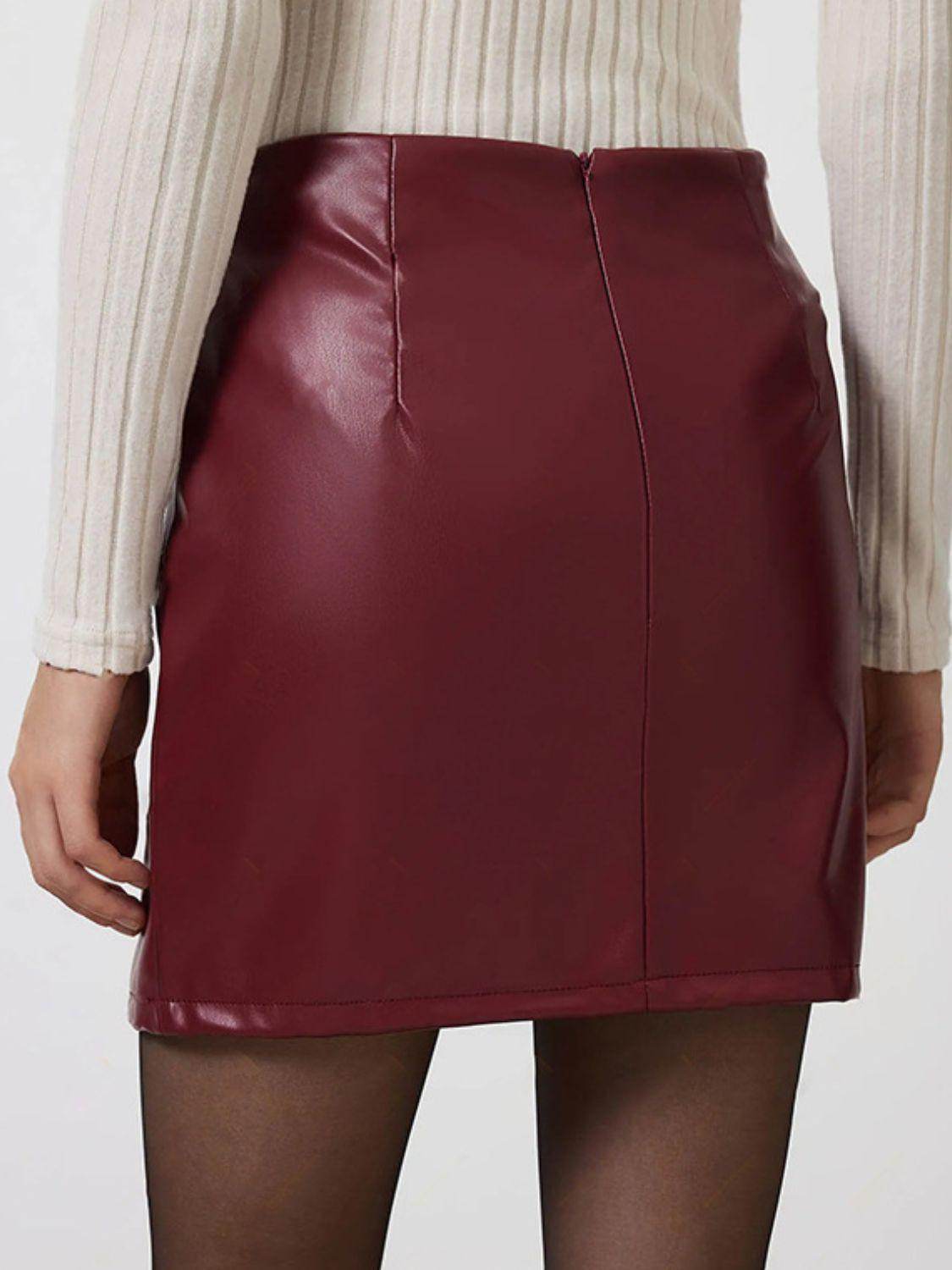 Stylish Slit Mini Skirt with Zipper for Fashionable Looks - Selvanelle