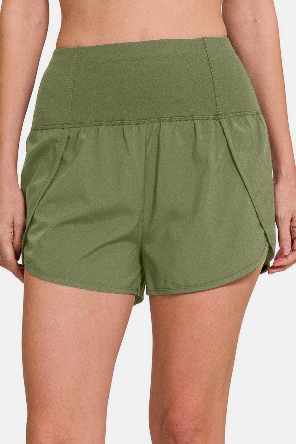 Zenana High-Waisted Zippered Back Pocket Active Shorts - Selvanelle