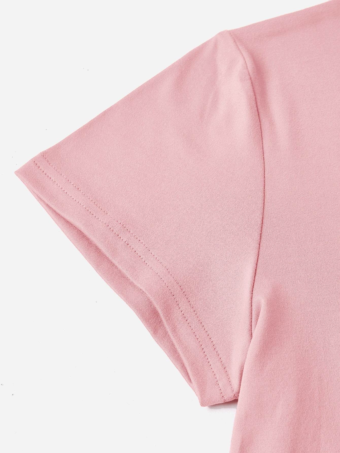 Graphic Round Neck Short Sleeve T-Shirt - Selvanelle