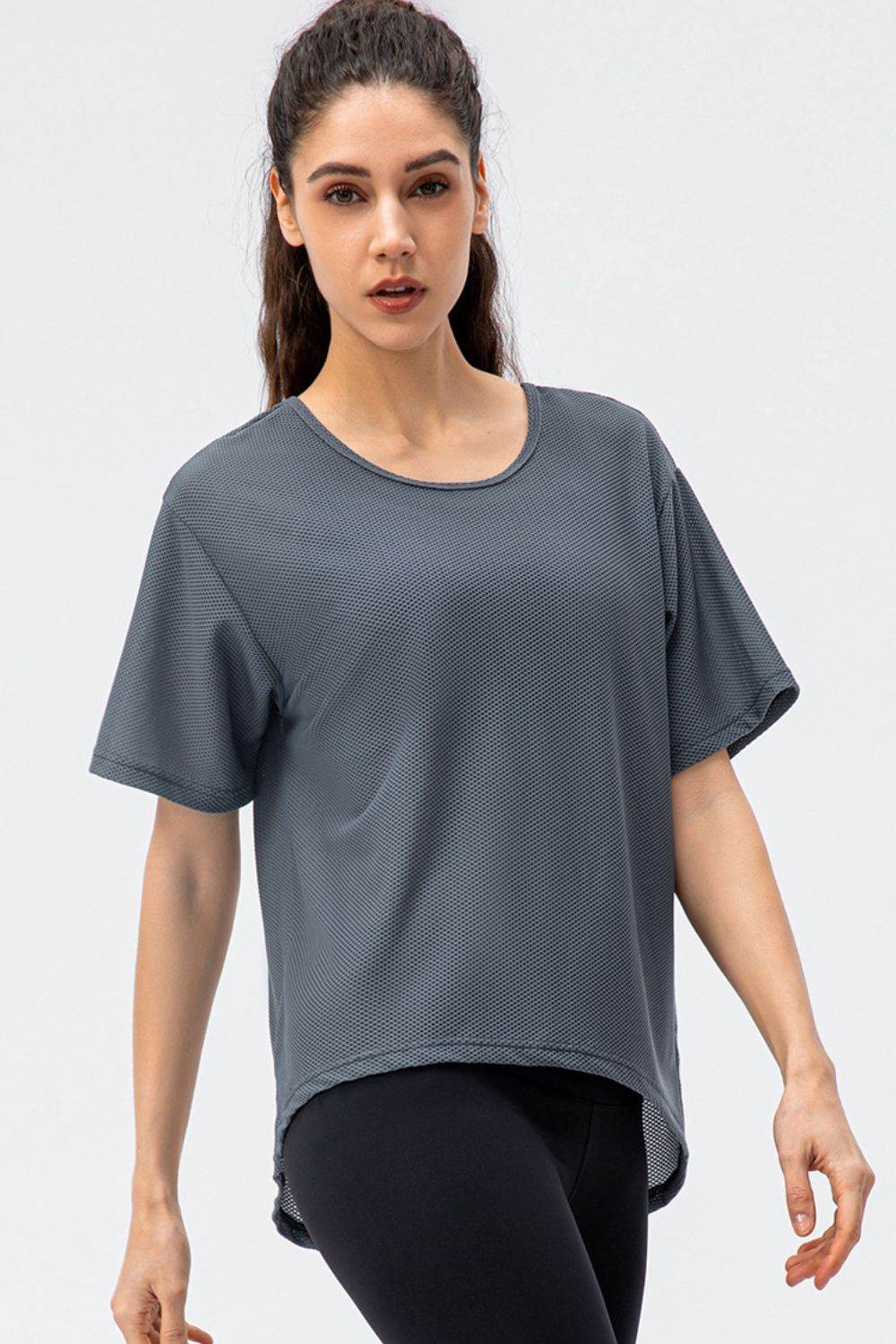 Round Neck Short Sleeve Active Tee - Selvanelle