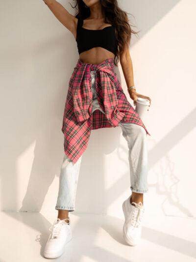 Plaid Collared Neck Long Sleeve Shirt for Casual Wear - Selvanelle