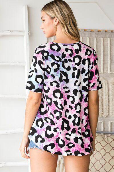 Heimish Full Size Crisscross Neck Animal Print Babydoll Top Plus Size - Selvanelle