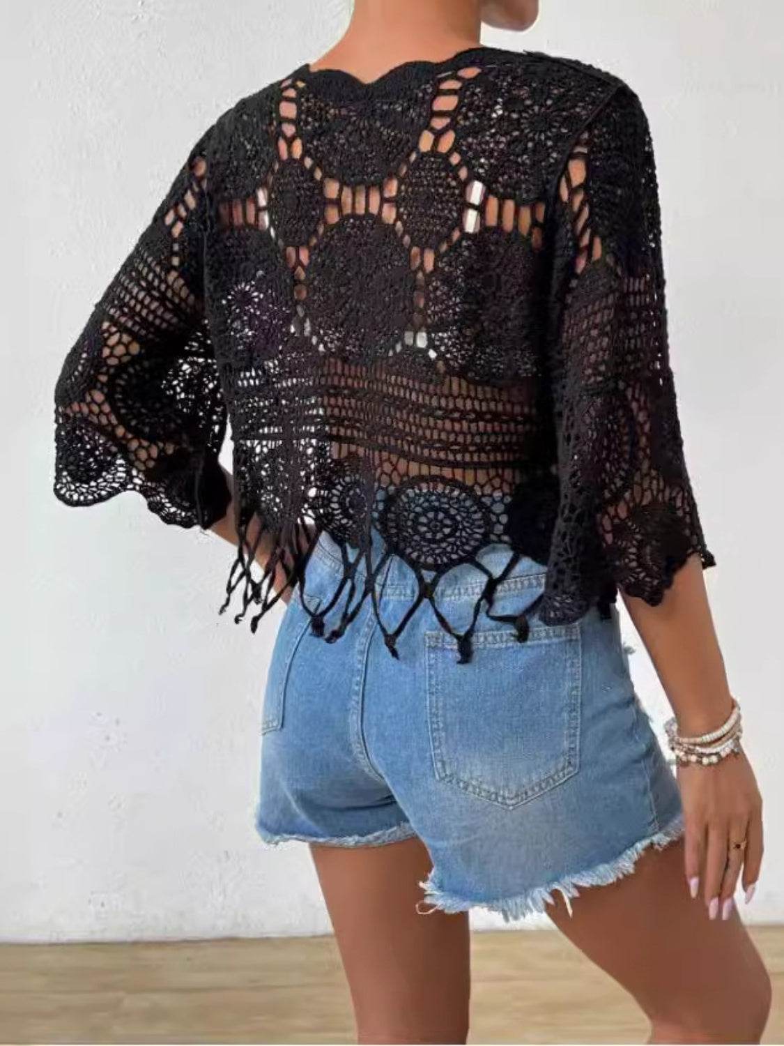 Openwork Round Neck Cover-Up - Selvanelle