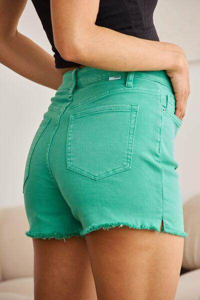 RFM Tummy Control High Waist Raw Hem Denim Shorts for Women - Selvanelle