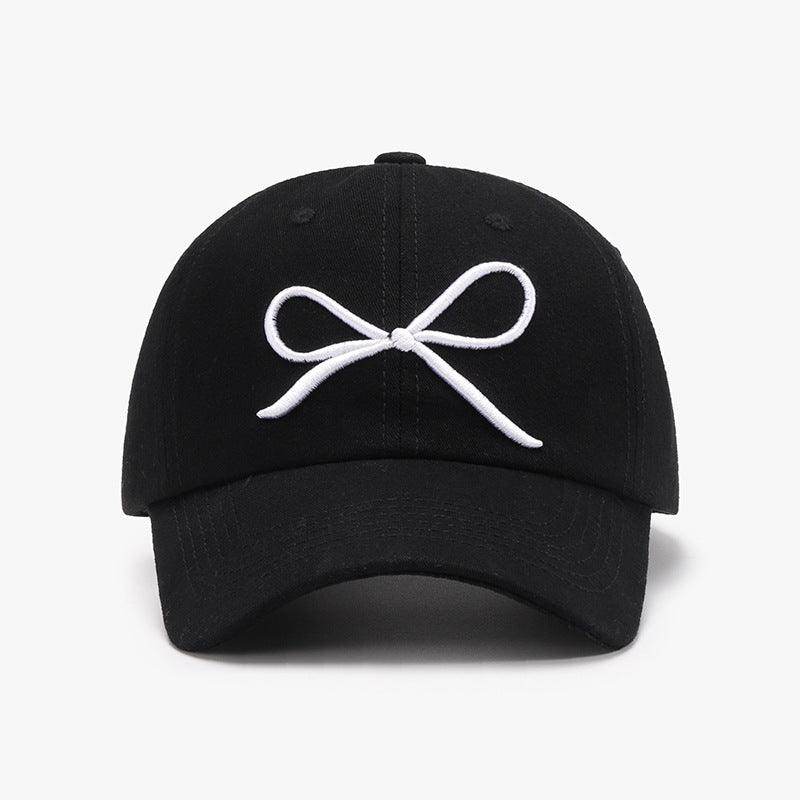 Bow Embroidered Cotton Baseball Cap for Stylish Comfort - Selvanelle