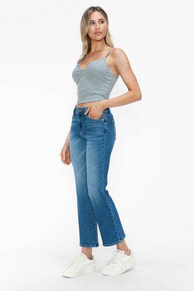Bytos Full Size Cat's Whiskers Mid Rise Ankle Jeans For Women - Selvanelle
