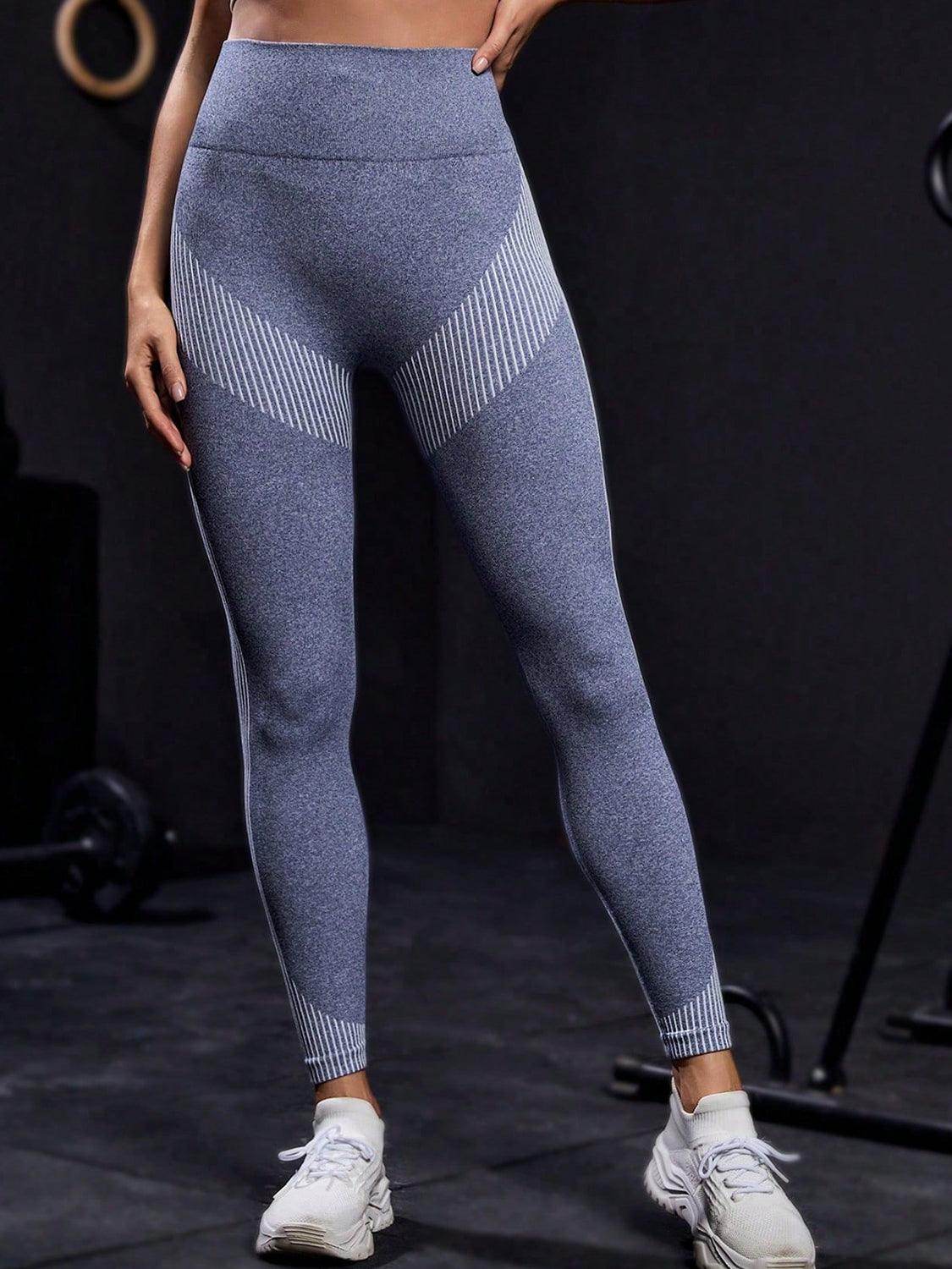 Striped High Waist Active Pants for Comfortable Workouts - Selvanelle