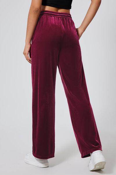 Drawstring Elastic Waist Straight Leg Pants for Women - Selvanelle