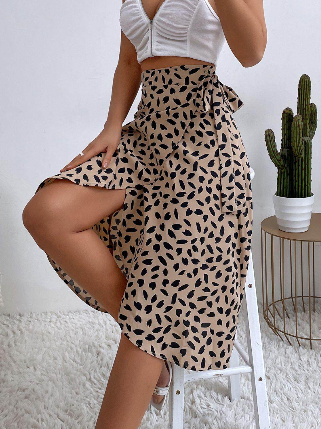 Tied Slit Printed Skirt for Stylish Summer Outfits - Selvanelle