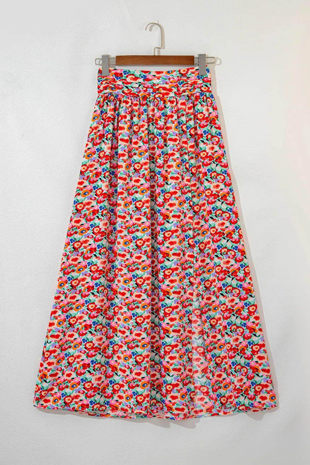 Slit Floral Midi Skirt for Women in Sheer Design - Selvanelle